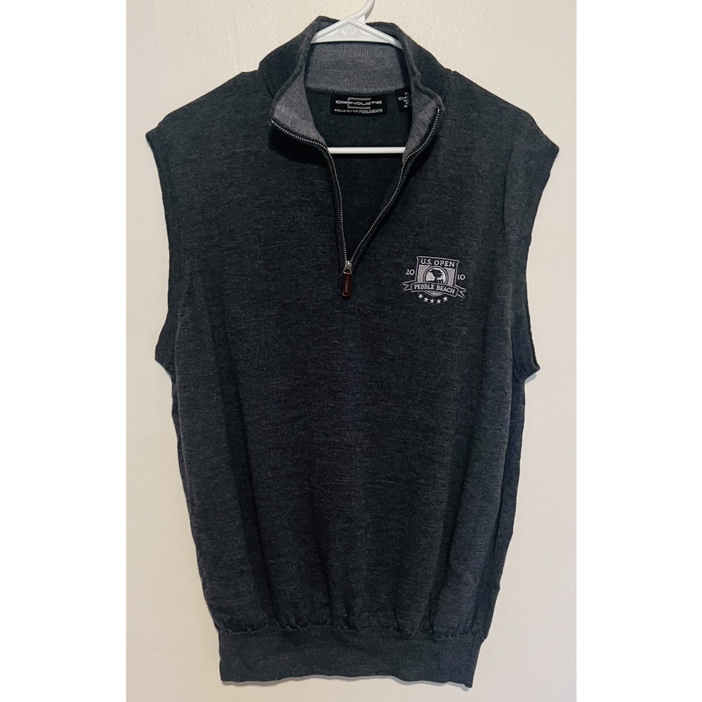Carnoustie Golf Sweater Vest Mens XL Gray 1/4 Zip Wool 2010 US Open Pebble Beach